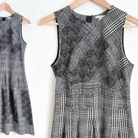 H&M grey plaid tartan mix skater dress - Picture 1 of 7